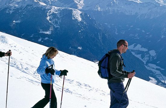 Family on snowshoe hiking