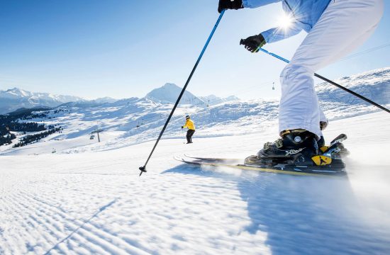 Skiing in the sun